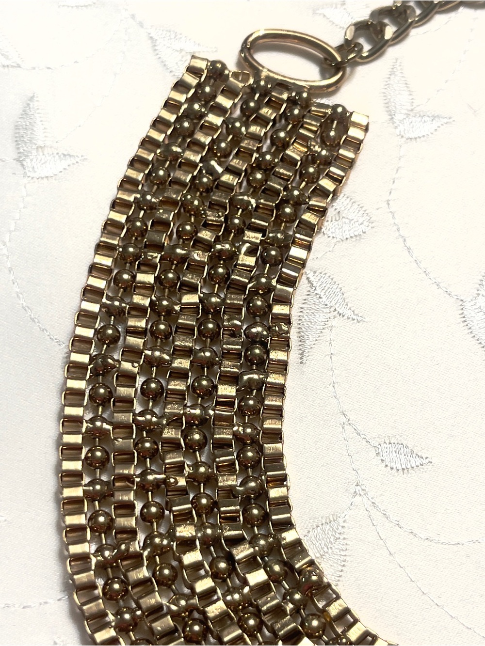 Aldo Collar Bib Gold Toned Box Chain Necklace - Picture 3 of 6